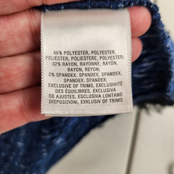 POSTMARK Anthropologie Sleeveless Blue White Textured Black Trim Back Zipper Top - Picture 8 of 10